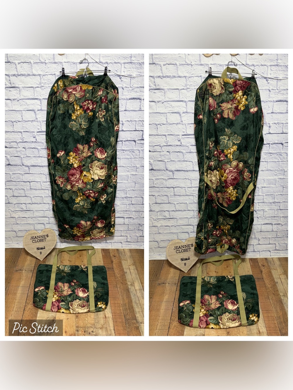 Designer Travel Set Gloria Rae Duffel & Garment Bag USA Vintage Tapestry Floral